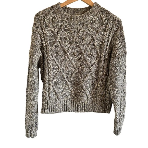 twik Sweaters - Simon's Cable Knit Medium Tweed Crewneck Sweater